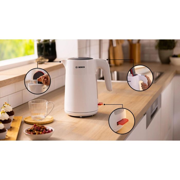 Bosch TWK2M161 Hervidor MyMoment Blanco Mate con indicador de taza y nivel de agua visible en el mango 1 Bosch TWK2M161 Hervidor MyMoment Blanco Mate con indicador de taza y nivel de agua visible en el mango 1