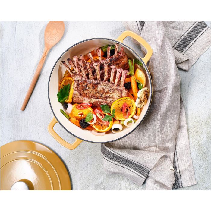 Cacerola con tapa - ACOGEDORA Y MODERNA - FONTESTIC - Hierro fundido esmaltado - Ø28 cm - 6,15 L - Apta para todo tipo de cocinas, incluida la de inducción - Ámbar 3