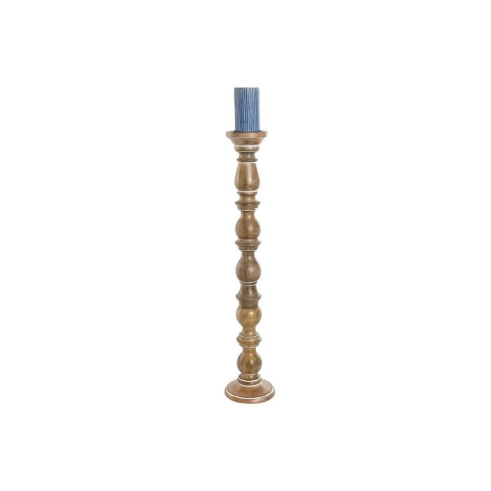 DKD Home Decor Candelabro Romántico de Madera de Mango Marrón. Base Cuadrada 15x15 cm, 76 cm de Altura. Desmontable para Fácil Almacenamiento. 1