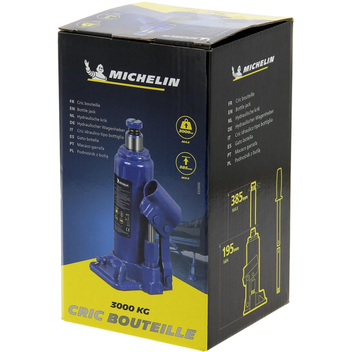 Michelin Gato Hidráulico Botella 3T - Capacidad 3 Toneladas, Altura de Elevación 195 mm a 385 mm 4 Michelin Gato Hidráulico Botella 3T - Capacidad 3 Toneladas, Altura de Elevación 195 mm a 385 mm 4