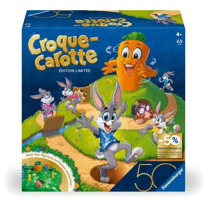 Croque Carotte 50 ans, Juego de mesa, Niños y Padres, Divertido juego de curso, A partir de 4 años, Mixto, 23006, Ravensburger