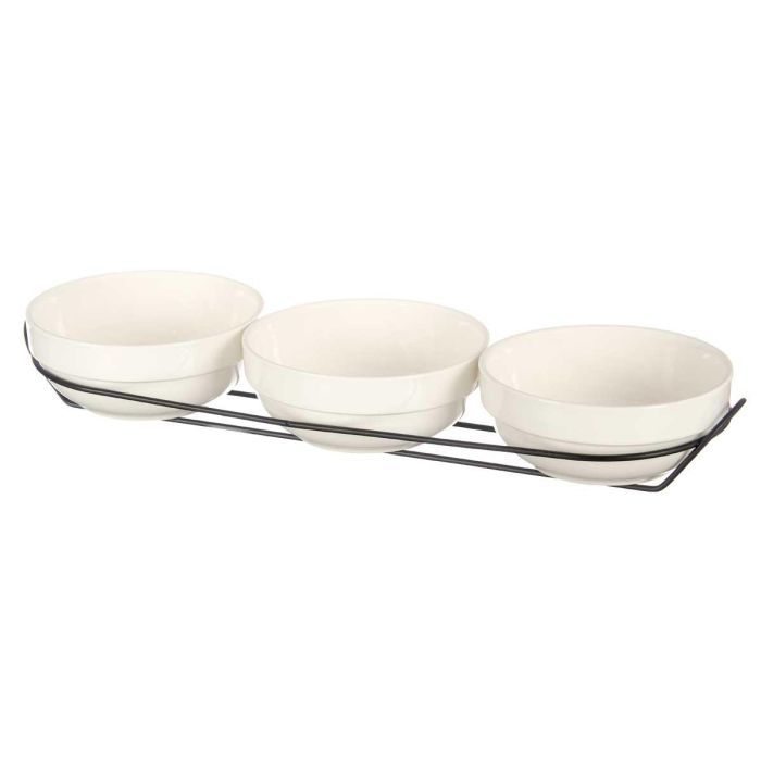 Set 3 Bols Porcelana Blanca 350Ml C Suporte Vessia 40X13CM (12 Unidades) 1 Set 3 Bols Porcelana Blanca 350Ml C Suporte Vessia 40X13CM (12 Unidades) 1