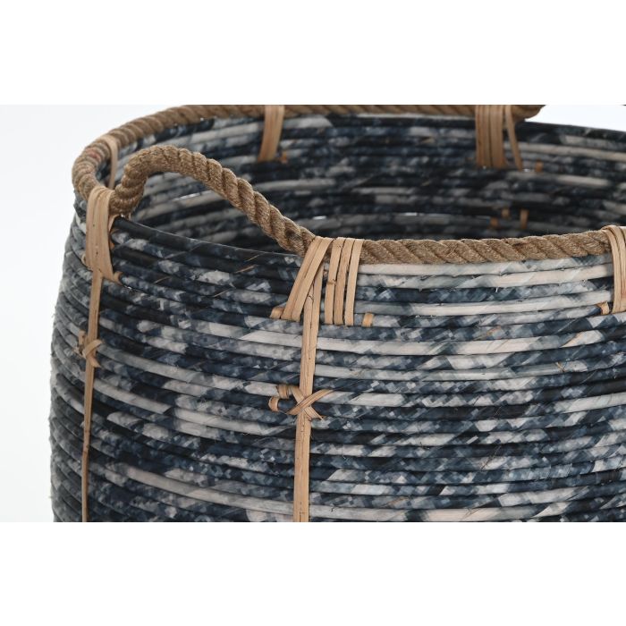 DKD Home Decor Cesta Boho Negro Blanco Ratan Set 3 Piezas 52 x 52 x 60 cm 1