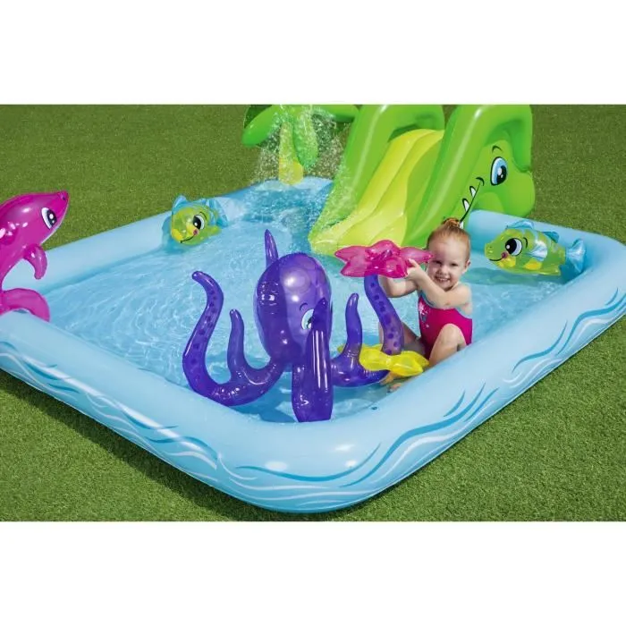 Bestway Piscina Infantil Zona de Juegos Acuático Fantástico 239 x 206 x 86 cm con Fuente y Tobogán 4