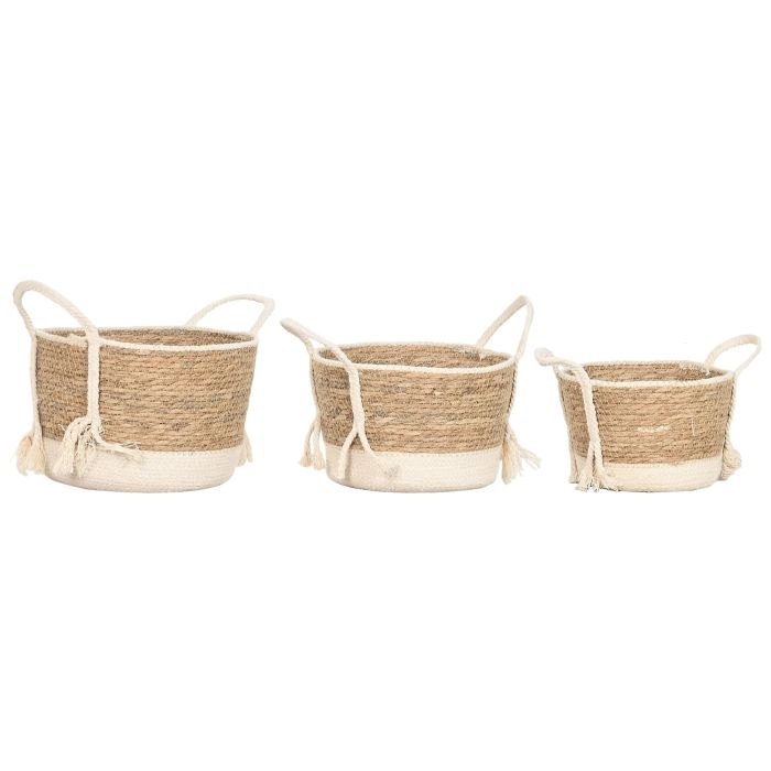 Cesta  DKD Home Decor Crema Natural 25 x 22 x 25 cm Set de 3 (2 Unidades) 0 Cesta  DKD Home Decor Crema Natural 25 x 22 x 25 cm Set de 3 (2 Unidades) 0