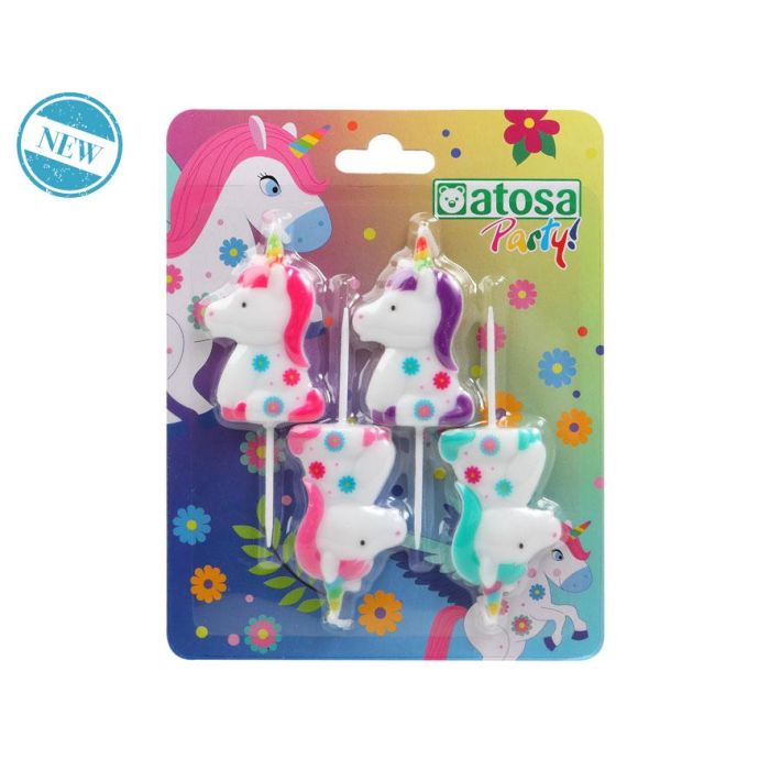 Set 4 Velas Unicornio Multicolor