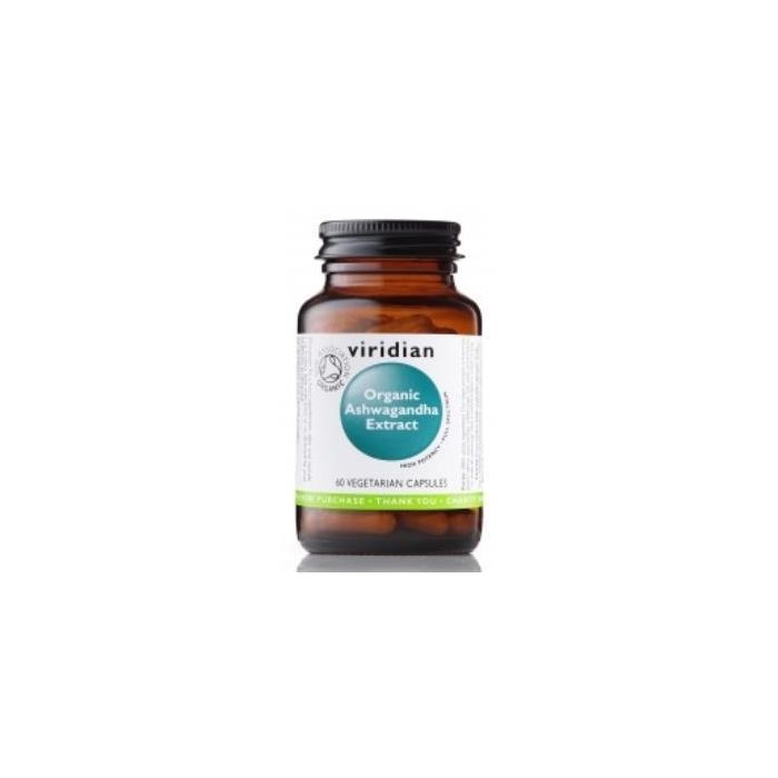 VIRIDIAN Extracto de Ashwagandha 60 Cápsulas Veganas Bio Full Spectrum Con 300mg de Raíz Estandarizado a 5% de Withanolides Alta Potencia Apto Veganos No Testado Animales