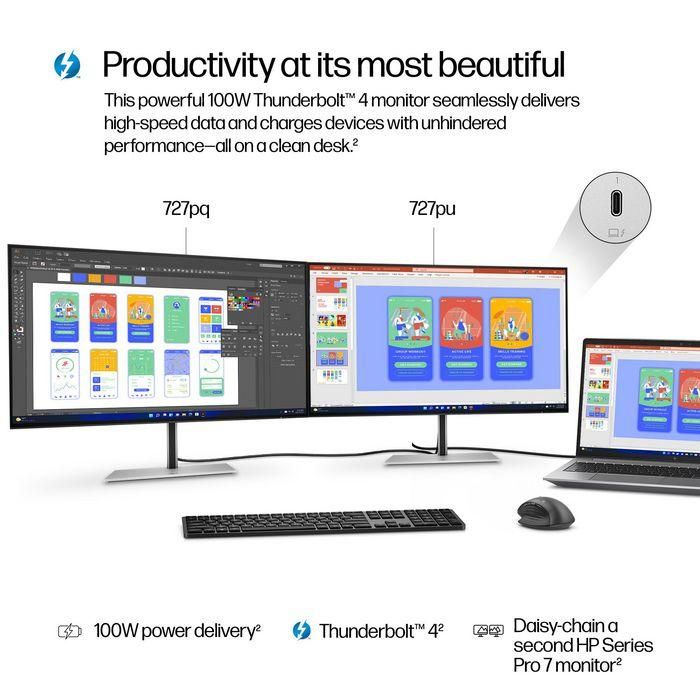 HP 727pu Monitor Profesional QHD Thunderbolt 4 de 27 pulgadas Serie 7 Pro con Colores Vívidos y Conectividad Fluida 5 HP 727pu Monitor Profesional QHD Thunderbolt 4 de 27 pulgadas Serie 7 Pro con Colores Vívidos y Conectividad Fluida 5