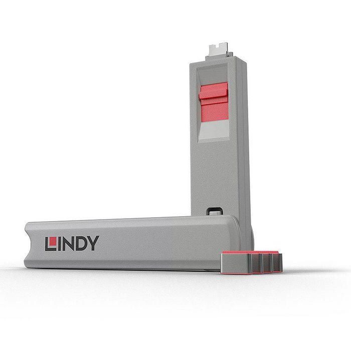 Lindy USB Type C Port Blocker 4pcs with Key, pink Lindy USB Type C Port Blocker 4pcs with Key, pink