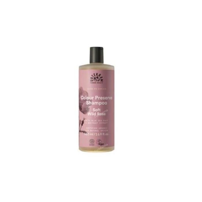 URTEKRAM Champú Protector Color Cabello Teñido Soft Wild Rose 500ml Eco Vegan Orgánico Hidratante con Aloe Vera