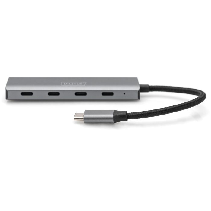 DIGITUS USB-C-Hub 4-Port 3.1->4xC3.1 integr. Kabel silber 3 DIGITUS USB-C-Hub 4-Port 3.1->4xC3.1 integr. Kabel silber 3