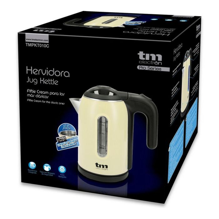 Hervidor de Agua Eléctrico con Luz LED TM Electron Acero Inoxidable Crema 2 Hervidor de Agua Eléctrico con Luz LED TM Electron Acero Inoxidable Crema 2