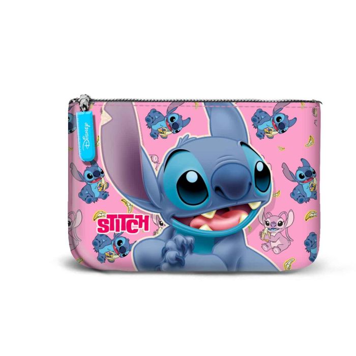 Disney Lilo y Stitch Monedero Pequeño Cuadrado Azul con Cremallera, 13x10cm, Poliéster