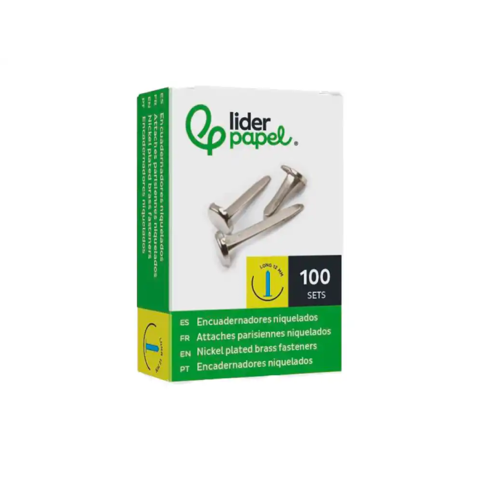 Liderpapel Encuadernadores Niquelados N.0 12 mm Caja de 100 Unidades 1