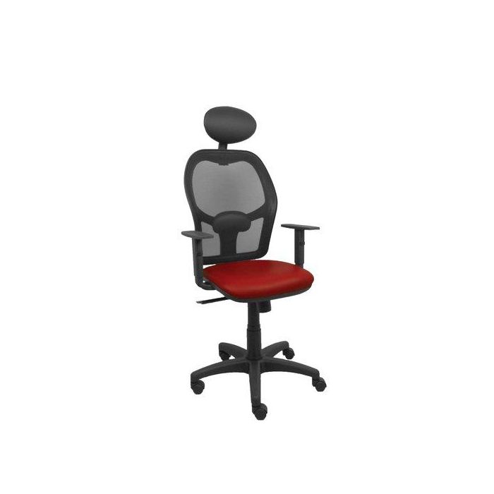 Silla Piqueras Y Crespo Alocen Brazos Regulables Cabecero Fijo Malla Negro Y Asiento Similpiel Granate