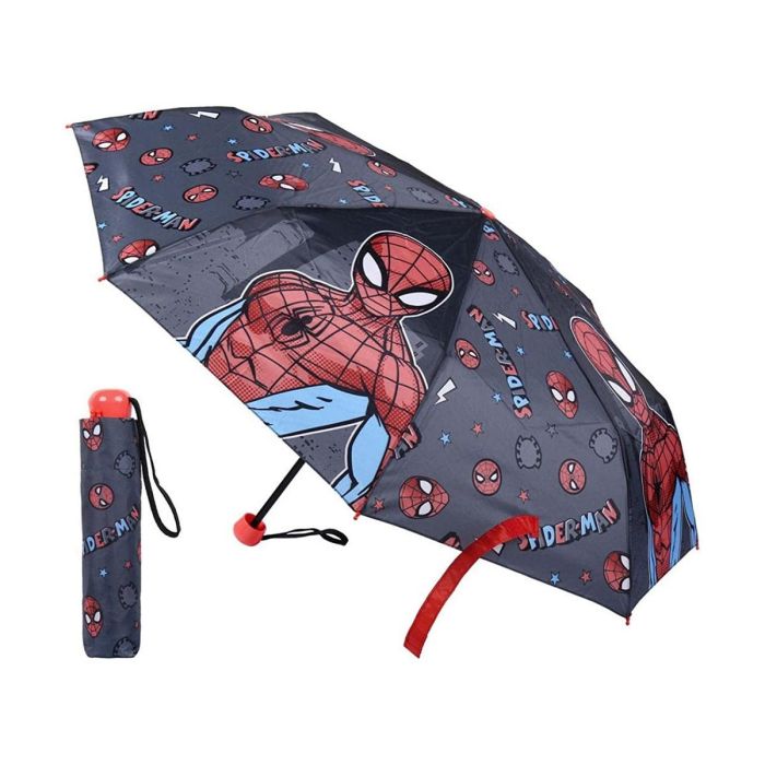 Cerdá Spiderman Paraguas Manual Plegable Escolar 50 cm para Niños y Niñas de 2 a 8 años. 100% Poliéster Resistente
