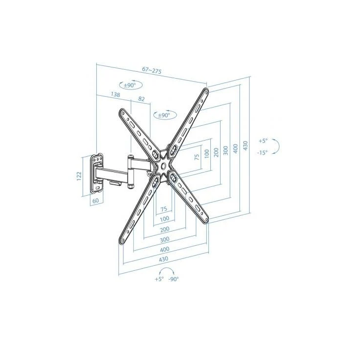 TOOQ SOPORTE PARED PANTALLAS 13-55" GIRA/INCLI NEGRO 4 TOOQ SOPORTE PARED PANTALLAS 13-55" GIRA/INCLI NEGRO 4