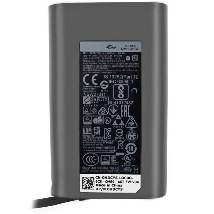 Dell AC Adapter, 45W, 19.5V, 3 Pin, Type C, C6 Power Cord, PD2.1 Dell AC Adapter, 45W, 19.5V, 3 Pin, Type C, C6 Power Cord, PD2.1