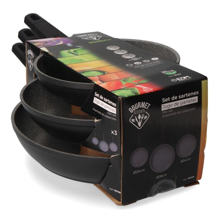 Gourmet Kitchen Professional line Set 3 sartenes antiadherentes ø20/ø24/ø28 cm Inducción Vitrocerámica Gas Eléctrica 2