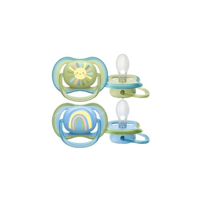 Avent Chupete Ultra Air 0-6 M Niã?O Sol/Arcoiris 2 Uds Scf85