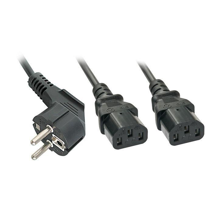 Lindy Schuko to 2x IEC C13 Y-Cable, 2m Lindy Schuko to 2x IEC C13 Y-Cable, 2m