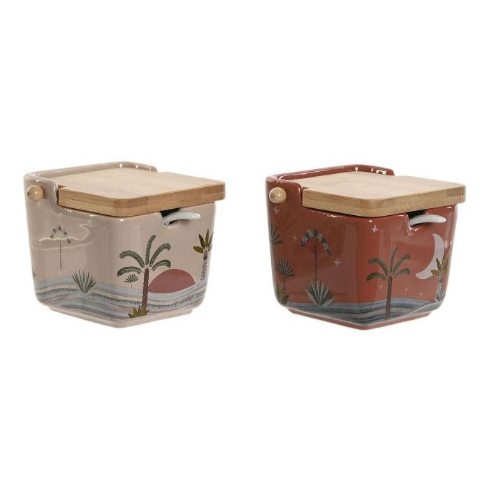 Azucarero Boho DKD Home Decor Terracota Beige 11 x 8 x 10.5 cm (2 Unidades)