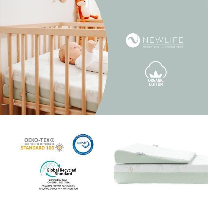 BABYMOOV Superficie inclinada Cosymat Antibacterial, elimina las bacterias de forma natural, apto para colchones de 60x120 cm 3