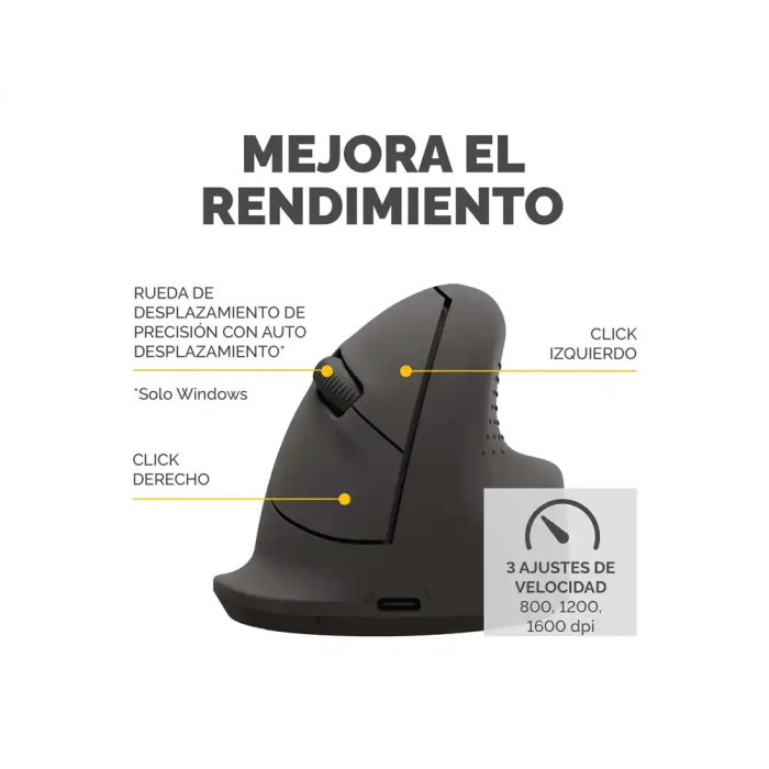 Fellowes Ratón Ergonómico Vertical Inalámbrico Bluetooth con Cable, Óptico 1600 DPI, Diestro, Negro, Hecho de Plástico Reciclado - Certificado FIRA 7 Fellowes Ratón Ergonómico Vertical Inalámbrico Bluetooth con Cable, Óptico 1600 DPI, Diestro, Negro, Hecho de Plástico Reciclado - Certificado FIRA 7