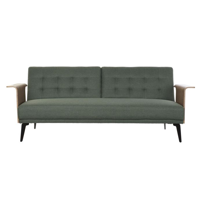 DKD Home Decor Sofa Cama Urban Verde Negro. Convertible y Desmontable. Tapizado en Poliéster. Estructura de Eucalipto y Metal. Medidas 87 x 81 x 203 cm.