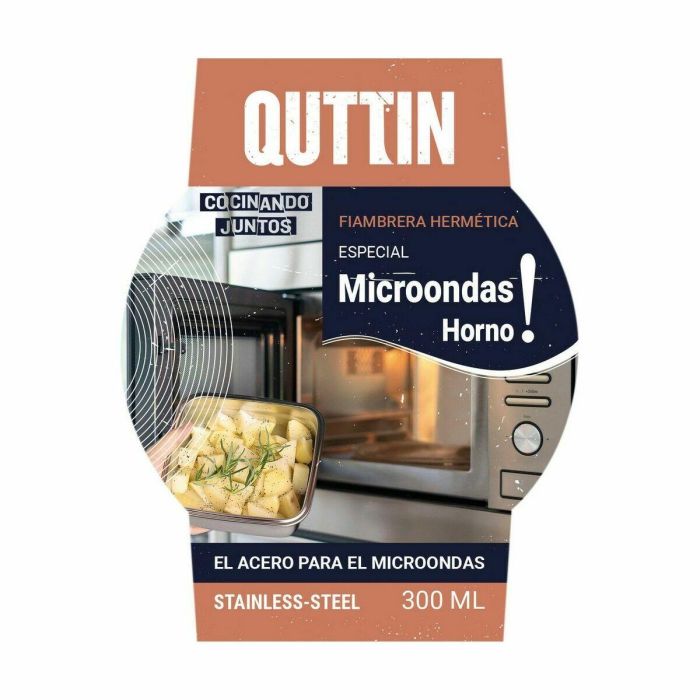 Fiambrera Hermética Quttin Redonda Acero Inoxidable Plateado 300 ml Acero (12 Unidades) 2