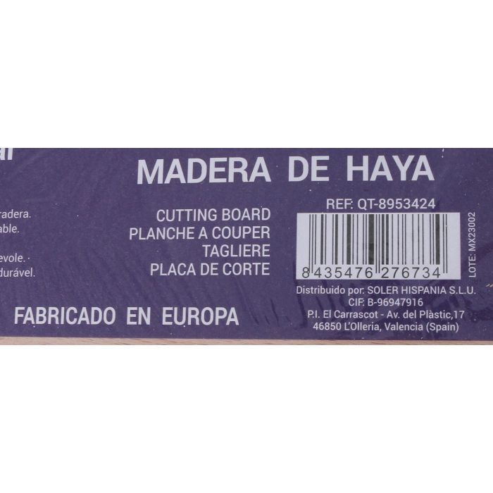Tabla de cortar Quttin 34x24x1.7 cm con agujero (8 Unidades) 2 Tabla de cortar Quttin 34x24x1.7 cm con agujero (8 Unidades) 2