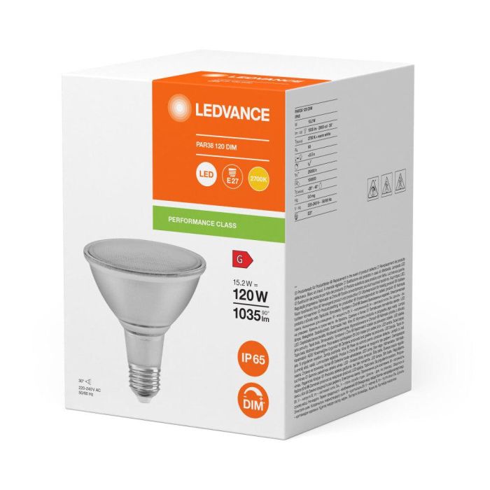 Ledvance LVE-4099854071270 Bombilla LED PAR38 E27 15.2W 1035Lm 2700K Luz Cálida Regulable IP65 Exterior 30º 25.000h 1 Ledvance LVE-4099854071270 Bombilla LED PAR38 E27 15.2W 1035Lm 2700K Luz Cálida Regulable IP65 Exterior 30º 25.000h 1
