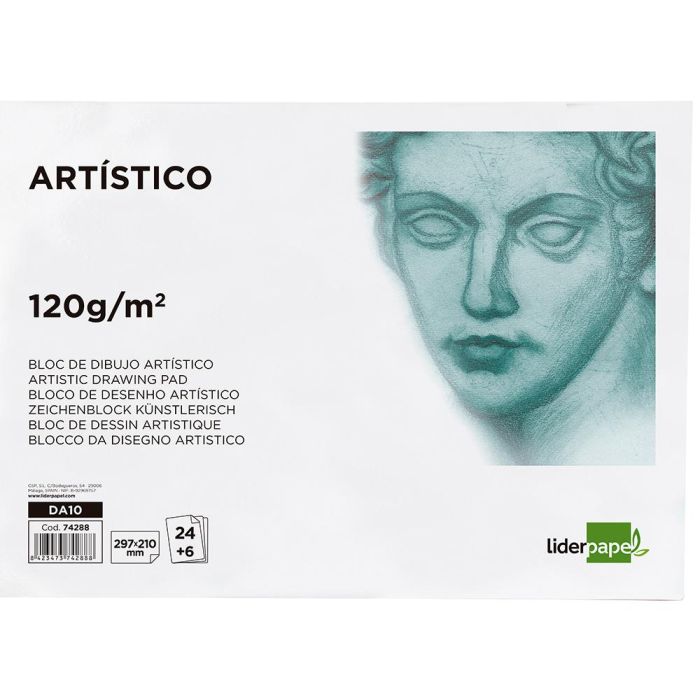 Bloc Dibujo Liderpapel Artistico Encolado 210x297 mm 30 Hojas 120 gr-M2 Sin Recuadro 1