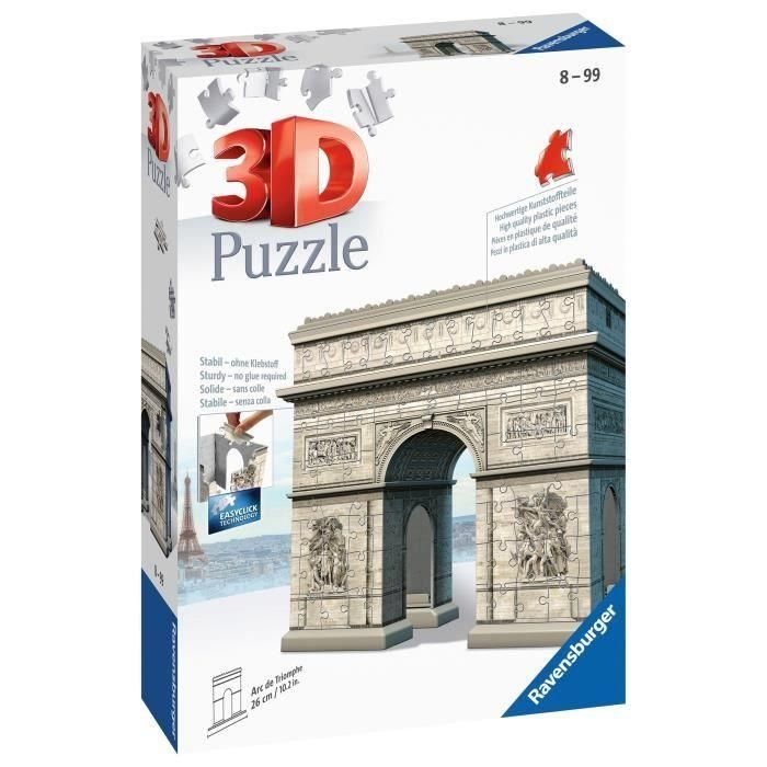 Ravensburger Puzzle 3D Arc de Triomphe 216 Piezas – Rompecabezas de Construcción de Monumentos Famosos de París para Niños y Adultos a partir de 10 Años 1