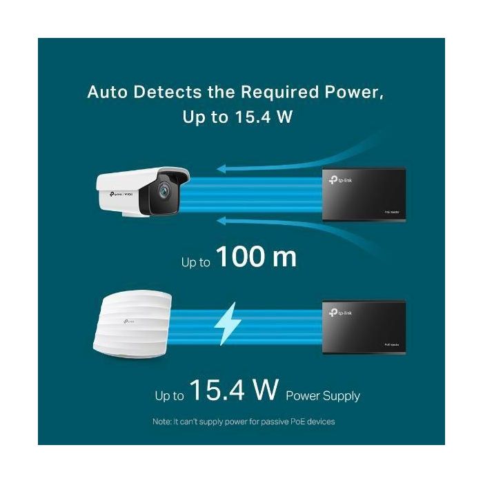 Omada PoE Injector Adapter Gigabit 802.3af - 1 Puerto PoE y 1 Non-PoE, Datos y Alimentación hasta 100 Metros 5 Omada PoE Injector Adapter Gigabit 802.3af - 1 Puerto PoE y 1 Non-PoE, Datos y Alimentación hasta 100 Metros 5