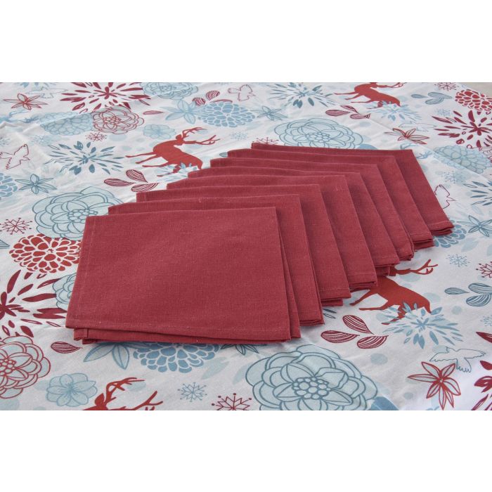 DKD Home Decor Mantel de Navidad Moderno con Diseño de Reno, Set de 9 piezas, Polyester, Azul Celeste y Rojo, 250x150 cm, para 8 personas 2
