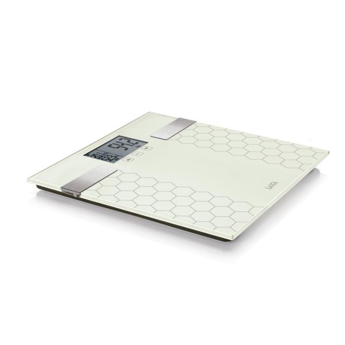 Laica Ps5014 Báscula de Baño Digital Blanco, Cálculo de Composición Corporal, 180 kg, Vidrio Templado