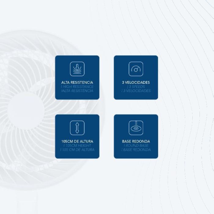 Daewoo Ventilador de Alta Velocidad de 10 Pulgadas (25 cm) 80W con Base Redonda