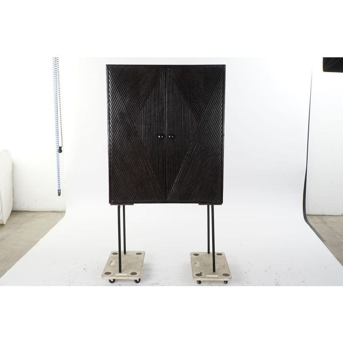 DKD Home Decor Aparador Moderno de Mango y Metal Marrón Oscuro y Negro, 2 Puertas, 1 Estantería 43x84x153.5 cm 7