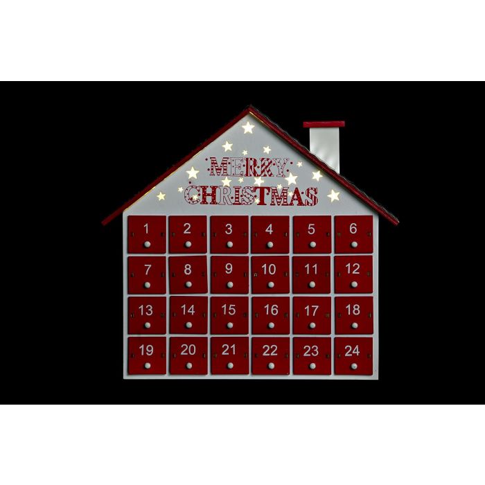 DKD Home Decor Calendario Adviento Navidad Tradicional Rojo Blanco 7 x 27 x 30 cm (2 Unidades) 1