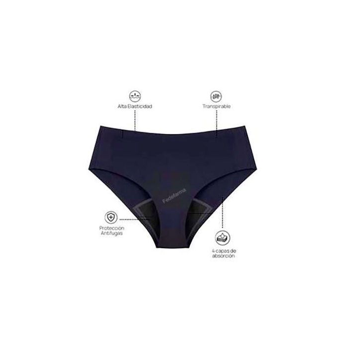 MYALMA Braguita Menstrual Sin Costuras Negra XS – Absorción Equivalente a 3 Tampones – Tejido Antibacteriano Bambú