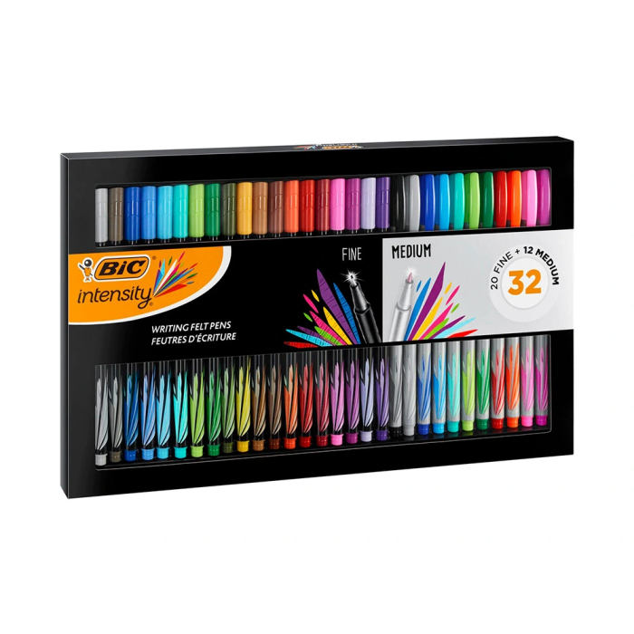 Bic Rotulador Intensity Collection Estuche 32 Unidades Colores Surtidos Punta Fina 0,4 mm Media 0,8 mm 1