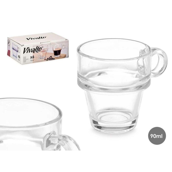 Taza Transparente Vidrio 90 ml (6 Unidades) 2