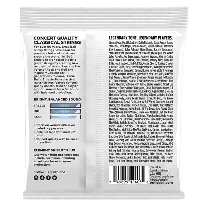 ERNIEBALL Set Cuerdas Guitarra Clásica Nylon Clear & Silver Ernesto Palla Ernieball Tensión Normal/Media 1