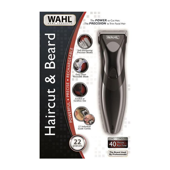Wahl 9639-816 Cortapelos y Cortabarbas con y sin Cable, Autonomía 40 min, Cuchillas de Carbono Autoafilables y Lavables 1