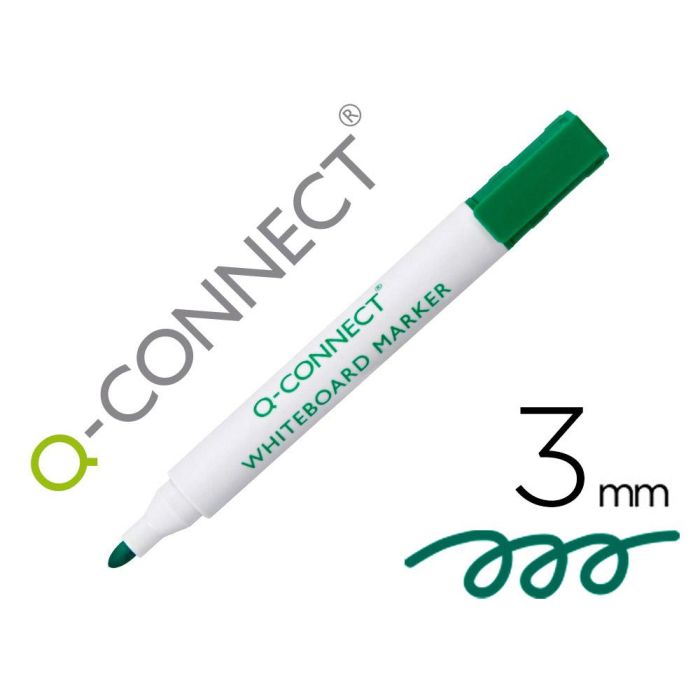 Rotulador Q-Connect Pizarra Blanca Color Verde Punta Redonda 3 mm 10 unidades