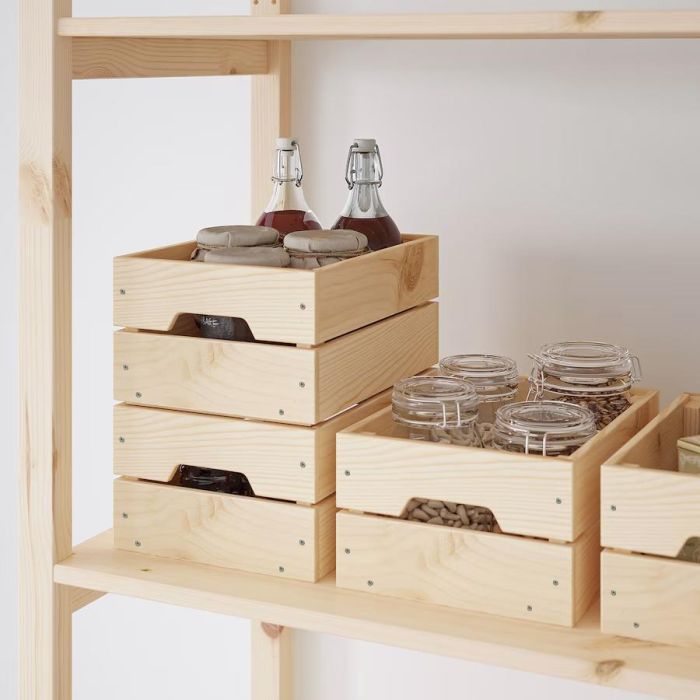 Inde Caja Madera Apilable 31 cm x 23 cm x 15 cm (4 Unidades)