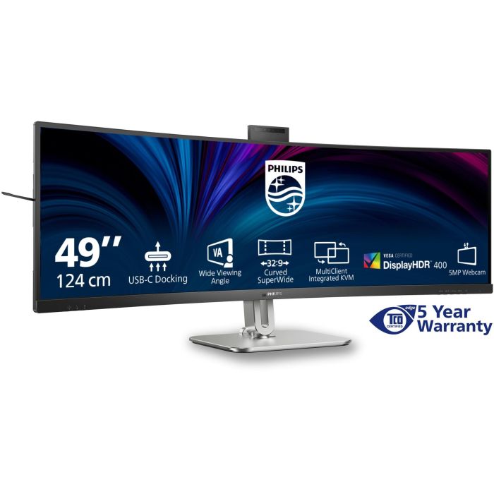 Philips 49B2U5900CH Monitor Curvo UltraWide 48.8" Dual QHD USB-C Webcam Windows Hello Ajuste Altura 1 Philips 49B2U5900CH Monitor Curvo UltraWide 48.8" Dual QHD USB-C Webcam Windows Hello Ajuste Altura 1
