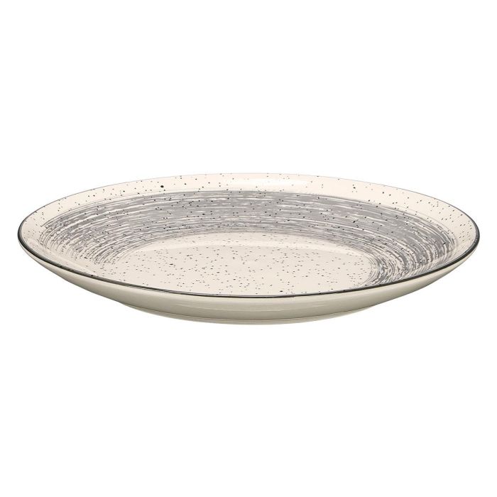 Vessia Plato Llano Patinado de Cerámica (Porcelana), Gris/Blanco, 26 cm de Diámetro, 2 cm de Alto (Set de 24)