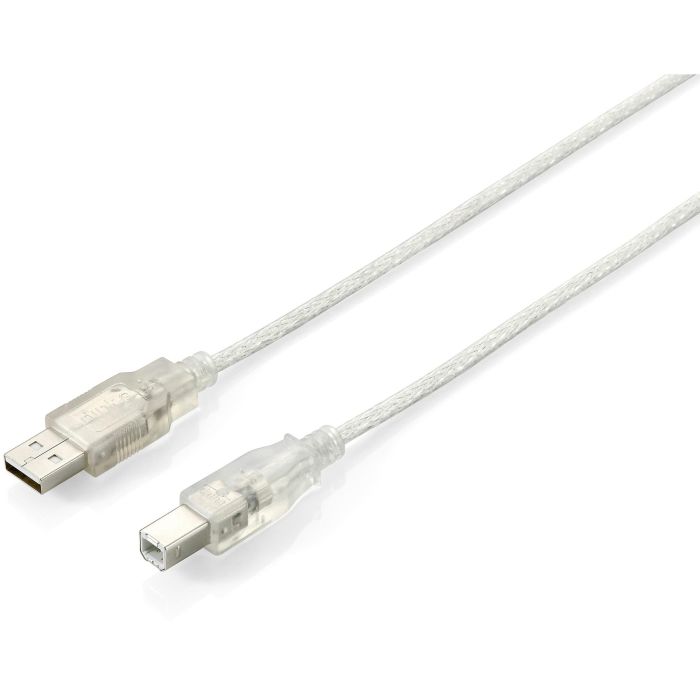 EQUIP Cable USB 2.0 Tipo A-B Macho/Macho Transparente 3m